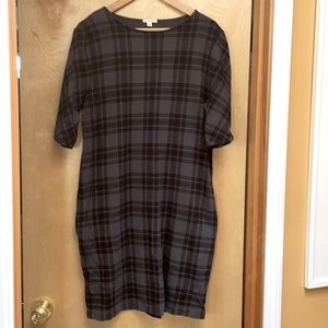 Gap Slate Grey and Black Plaid Sheath Dress with Pockets!!!